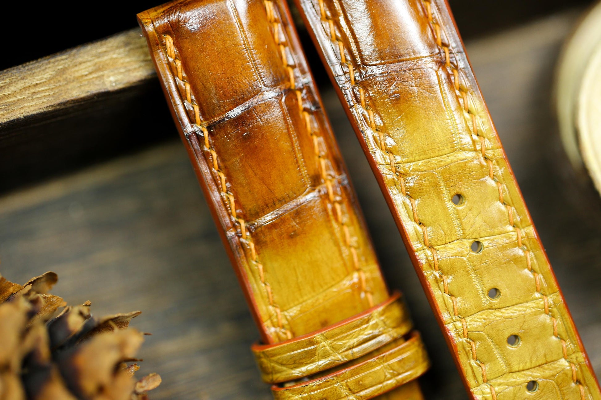 Faded Tan Brown Alligator Leather Watch Strap Sizes 14mm 15mm 16mm 18mm 19mm 20mm 21mm 22mm 23mm 24mm Watch Strap Men Deployant Clasp Strap