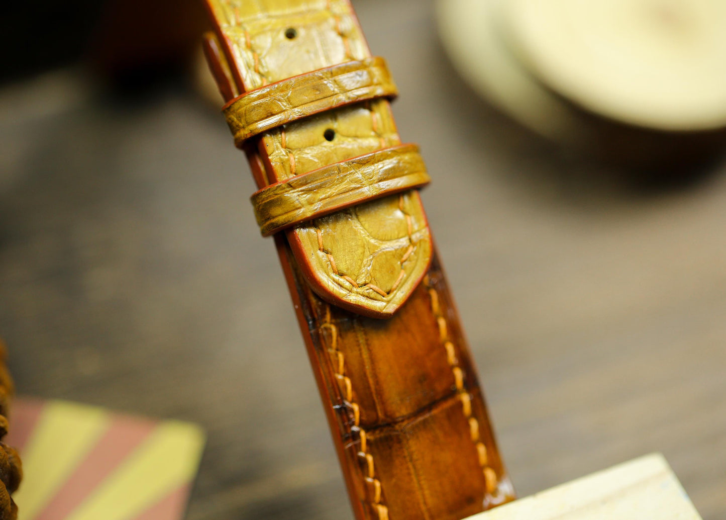 Faded Tan Brown Alligator Leather Watch Strap Sizes 14mm 15mm 16mm 18mm 19mm 20mm 21mm 22mm 23mm 24mm Watch Strap Men Deployant Clasp Strap