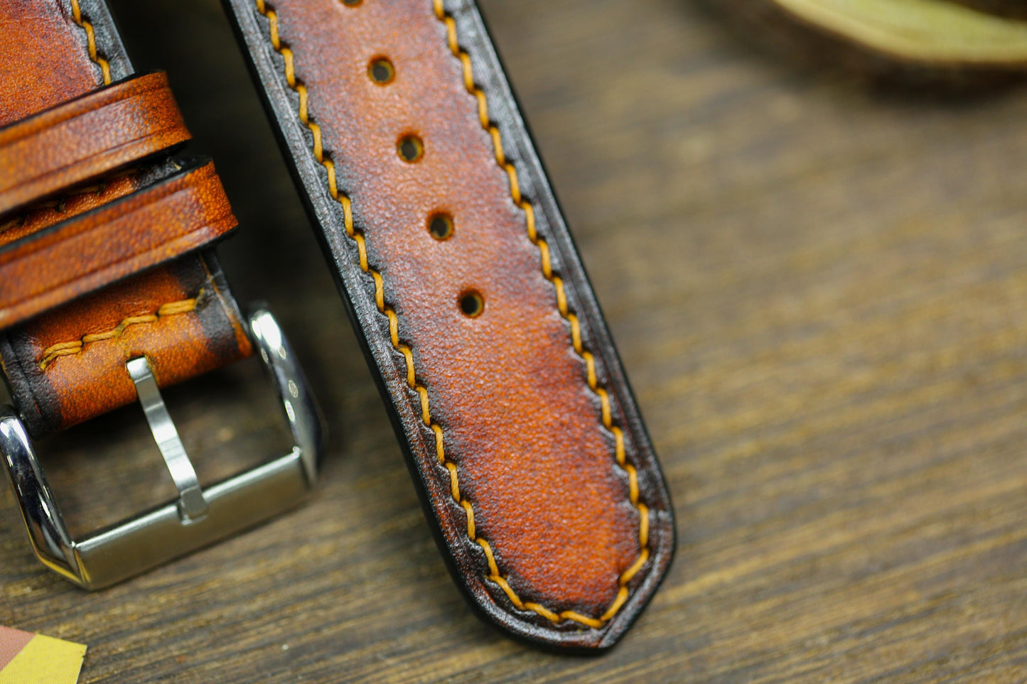 Vintage Tan Patina Leather Watch Strap 24mm 22mm 21mm 20mm Leather Orange Watch Band Leather 18mm 16mm 14mm Customized Watch Strap Clasp