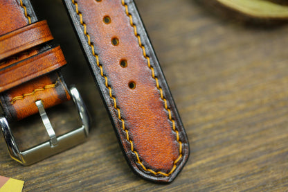 Vintage Tan Patina Leather Watch Strap 24mm 22mm 21mm 20mm Leather Orange Watch Band Leather 18mm 16mm 14mm Customized Watch Strap Clasp