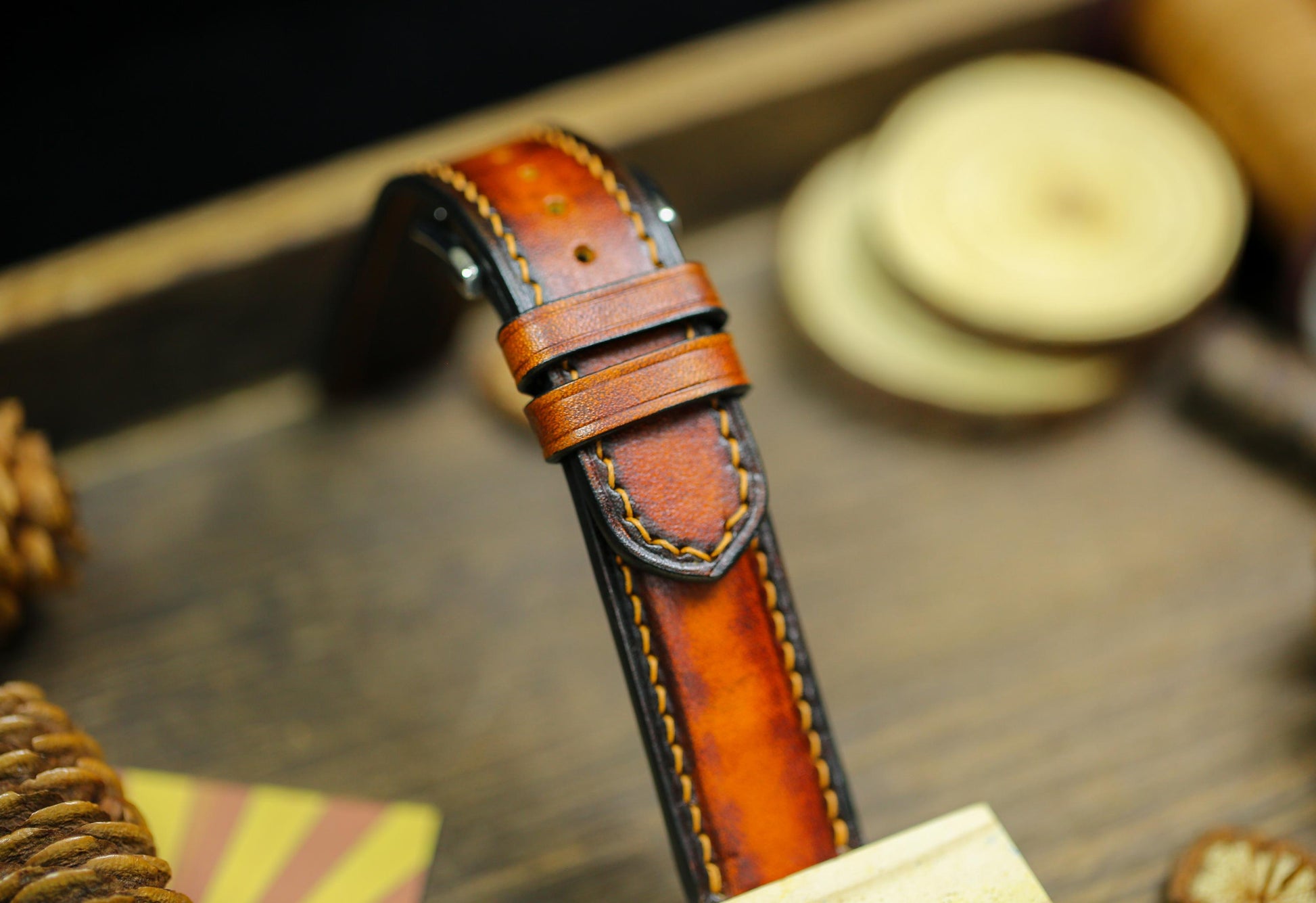 Vintage Tan Patina Leather Watch Strap 24mm 22mm 21mm 20mm Leather Orange Watch Band Leather 18mm 16mm 14mm Customized Watch Strap Clasp