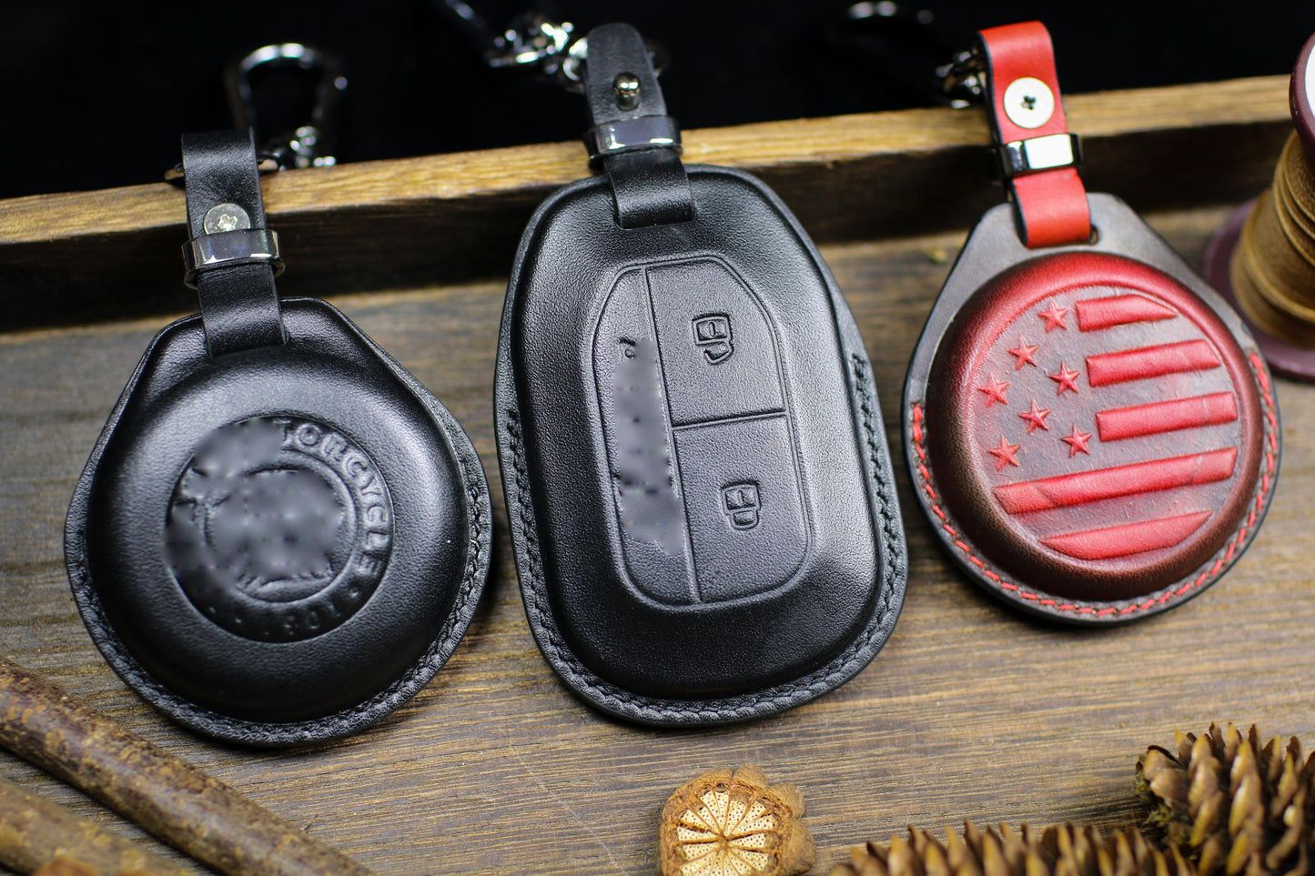 Roadmaster Dark Horse Leather Key Fob Case Fit for Chief Scout Sixty Bobber Springfield Fob Case 101 Scout Chieftain Holster Dakota Spirit