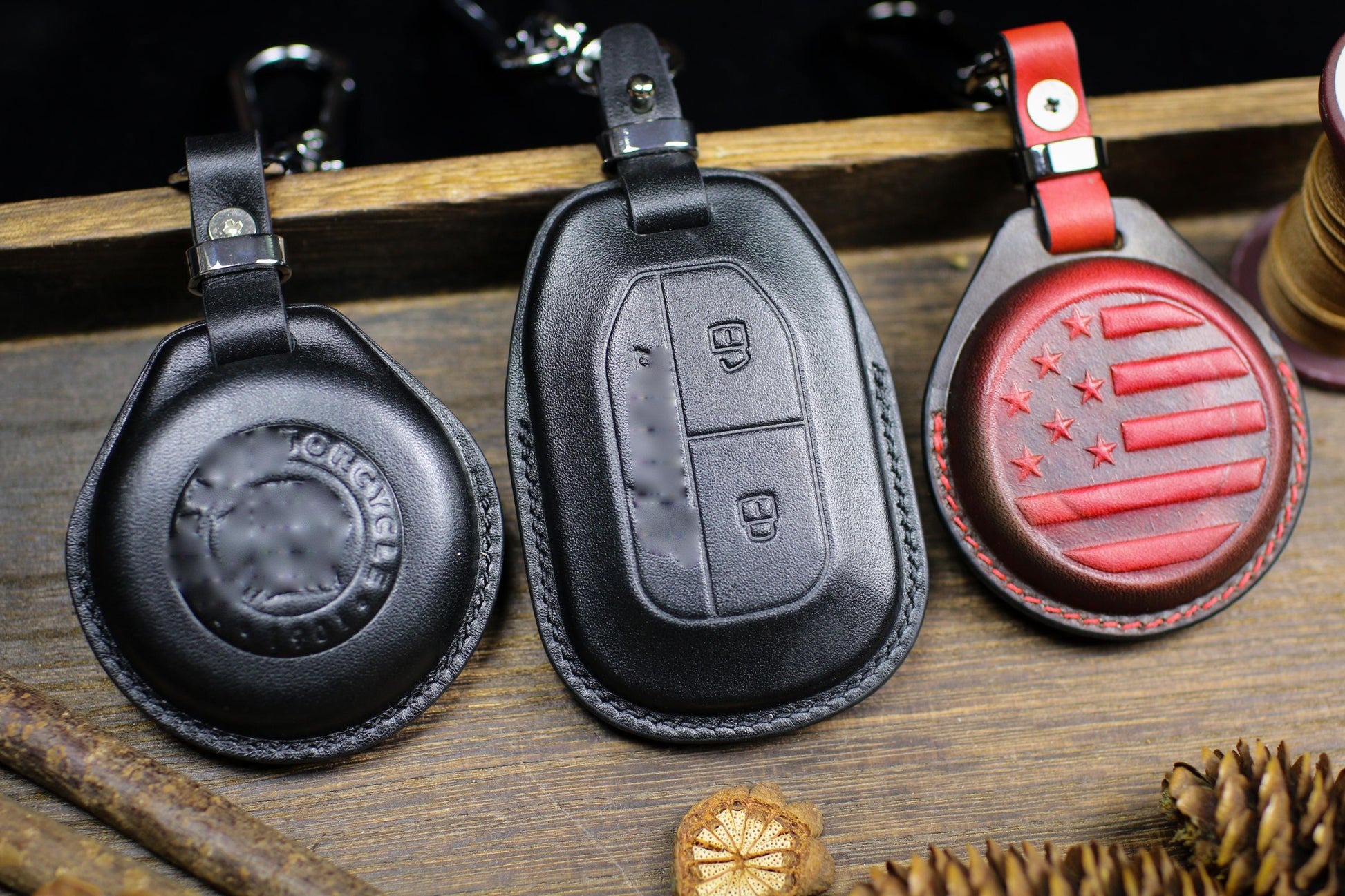 Roadmaster Dark Horse Leather Key Fob Case Fit for Chief Scout Sixty Bobber Springfield Fob Case 101 Scout Chieftain Holster Dakota Spirit