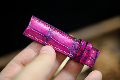 Patina Pink Alligator Leather Watch Strap Sizes 14mm 15mm 16mm 18mm 19mm 20mm 21mm 22mm 23mm 24mm Watch Strap for Men Deployant Clasp Strap