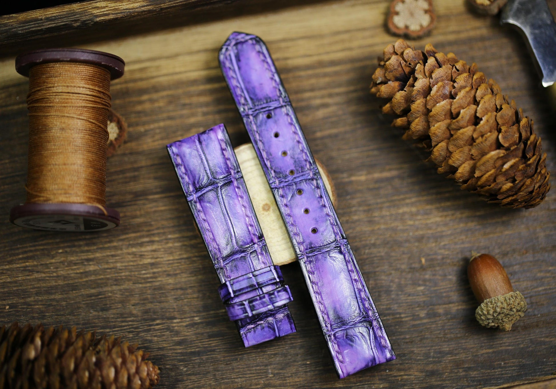 Cute Purple Alligator Patina Leather Girly Watch Strap Sizes 14mm 16mm 18mm 19mm 20mm 21mm 22mm 23mm 24mm Watch Band Deployant Clasp Strap