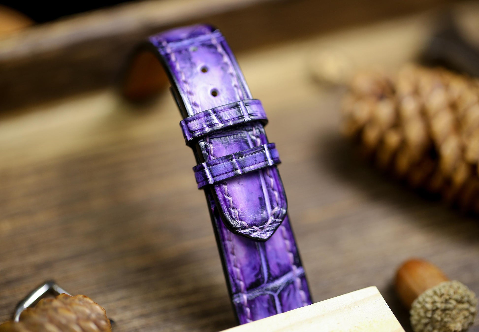 Cute Purple Alligator Patina Leather Girly Watch Strap Sizes 14mm 16mm 18mm 19mm 20mm 21mm 22mm 23mm 24mm Watch Band Deployant Clasp Strap