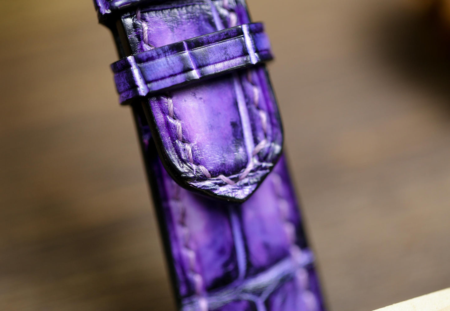 Patina Purple Alligator Leather Watch Strap Size 14mm 15mm 16mm 18mm 19mm 20mm 21mm 22mm 23mm 24mm Watch Strap Deployant Clasp Strap