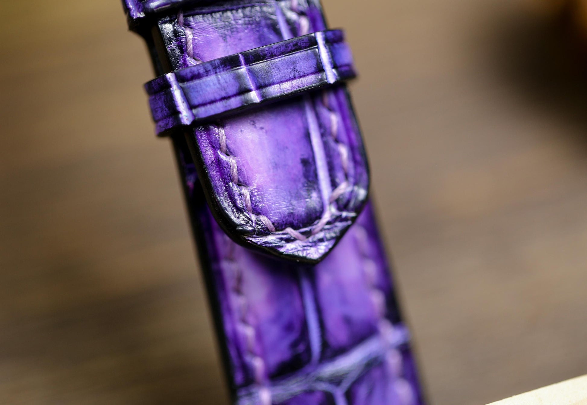 Patina Purple Alligator Leather Watch Strap Size 14mm 15mm 16mm 18mm 19mm 20mm 21mm 22mm 23mm 24mm Watch Strap Deployant Clasp Strap