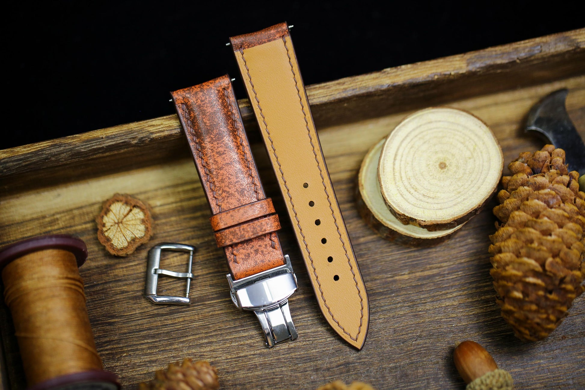 Vintage Tan Brown Leather Watch Strap 24mm 22mm 21mm 20mm Waxy Waxy Leather Watch Band Clasp Waxy Tan Brown Patina Leather 18mm 16mm 14mm