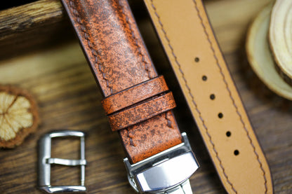 Vintage Tan Brown Leather Watch Strap 24mm 22mm 21mm 20mm Waxy Waxy Leather Watch Band Clasp Waxy Tan Brown Patina Leather 18mm 16mm 14mm