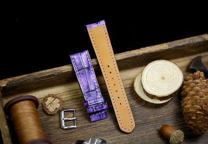 Cute Purple Alligator Patina Leather Girly Watch Strap Sizes 14mm 16mm 18mm 19mm 20mm 21mm 22mm 23mm 24mm Watch Band Deployant Clasp Strap