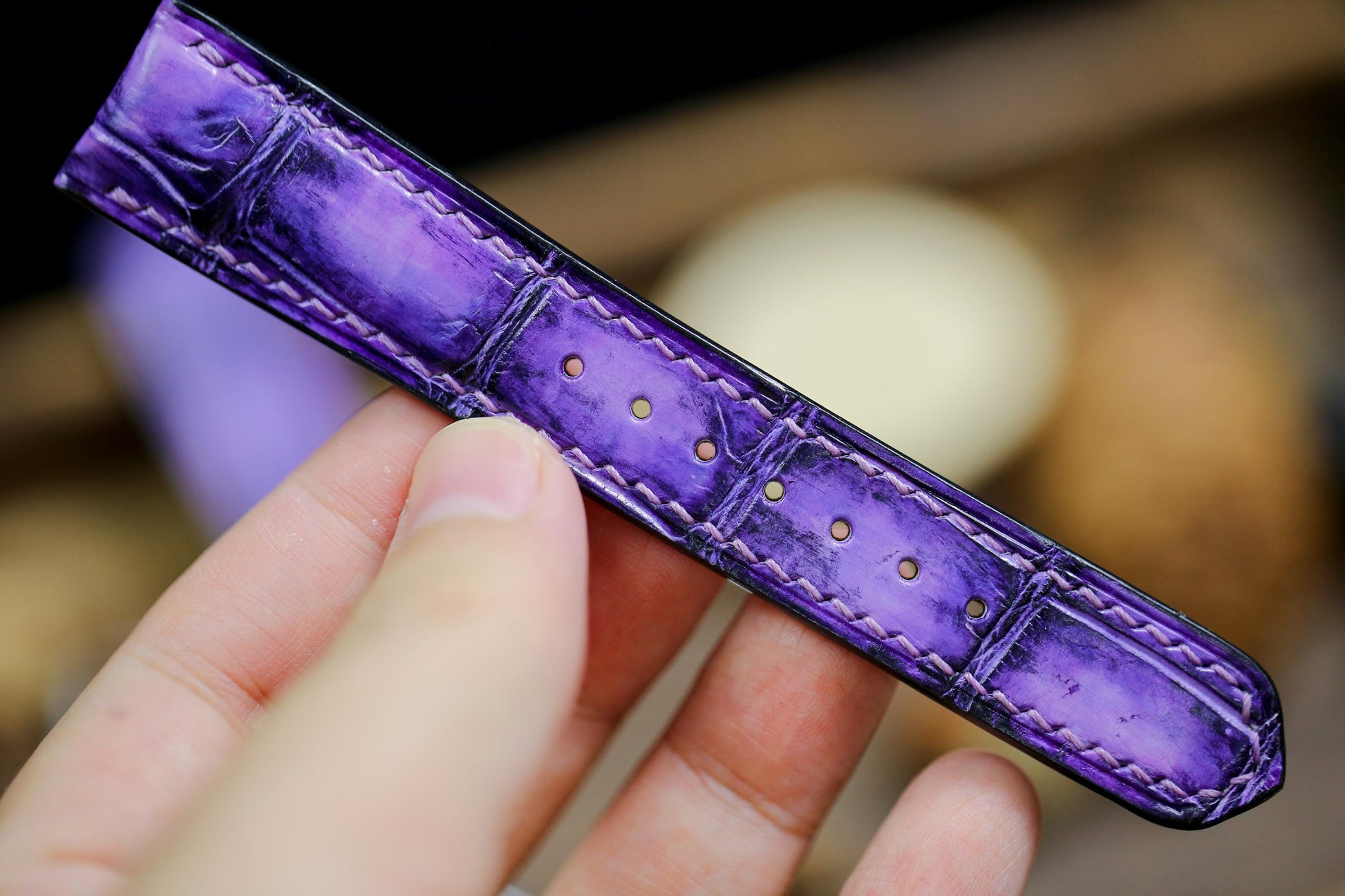 Cute Purple Alligator Patina Leather Girly Watch Strap Sizes 14mm 16mm 18mm 19mm 20mm 21mm 22mm 23mm 24mm Watch Band Deployant Clasp Strap