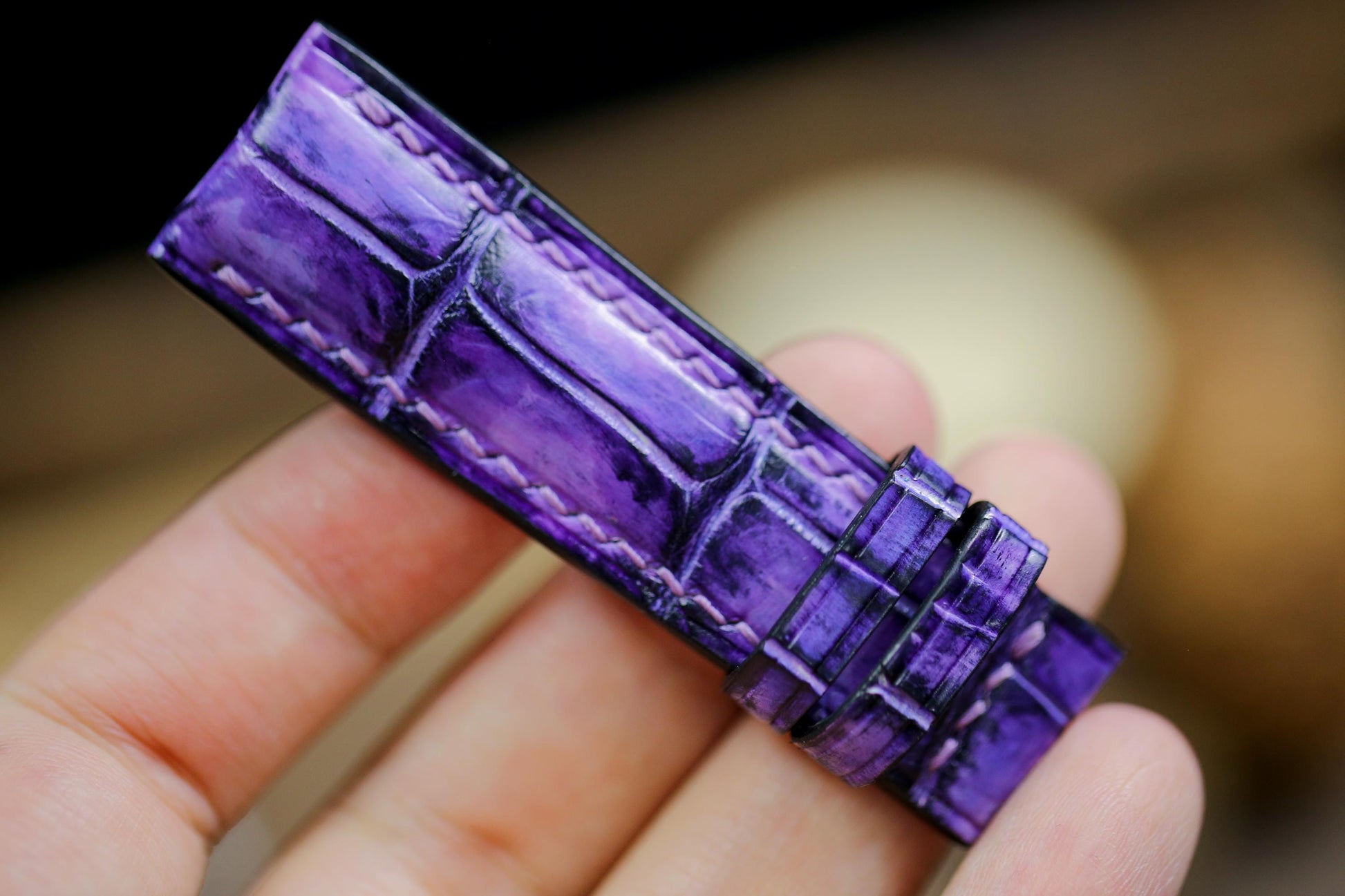 Cute Purple Alligator Patina Leather Girly Watch Strap Sizes 14mm 16mm 18mm 19mm 20mm 21mm 22mm 23mm 24mm Watch Band Deployant Clasp Strap