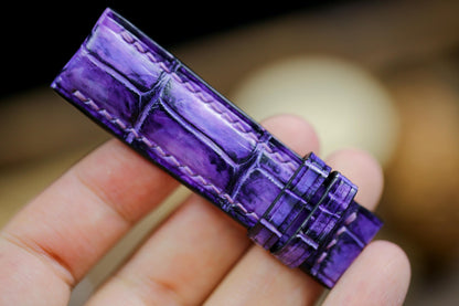 Cute Purple Alligator Patina Leather Girly Watch Strap Sizes 14mm 16mm 18mm 19mm 20mm 21mm 22mm 23mm 24mm Watch Band Deployant Clasp Strap
