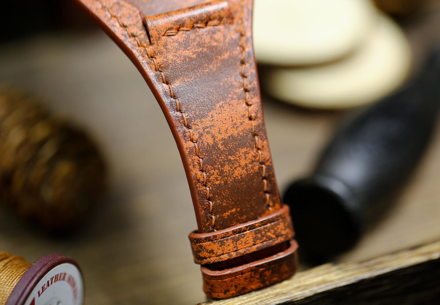 Vintage Tan Brown Leather Bund Strap 20mm, 22mm Bund Watch Band 16mm 24mm Leather Watch Band 18mm Leather Watch Strap Watch Band Cuff Band