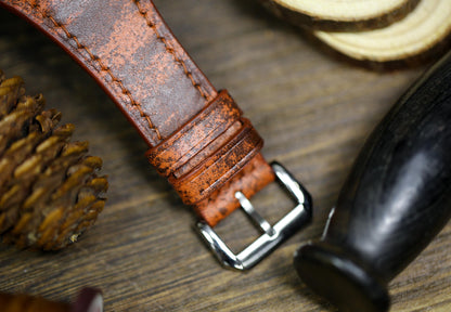 Waxy Brown Orange Leather Bund Strap 20mm, 22mm Bund Watch Band 16mm 24mm Leather Watch Band 18mm Leather Watch Strap Watch Band Cuff Band