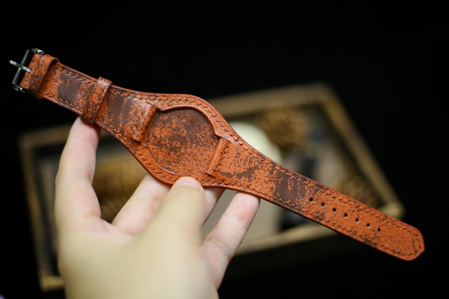 Waxy Brown Orange Leather Bund Strap 20mm, 22mm Bund Watch Band 16mm 24mm Leather Watch Band 18mm Leather Watch Strap Watch Band Cuff Band